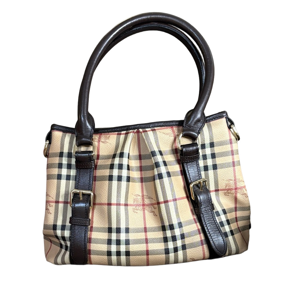 Burberry Haymarket Northfield Shoulder Bag with Dark Brown Trim